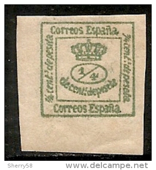 1876-ED. 173 ALFONSO XII 1 CUARTO  VERDE OSCURO- NUEVO - MH - - Unused Stamps