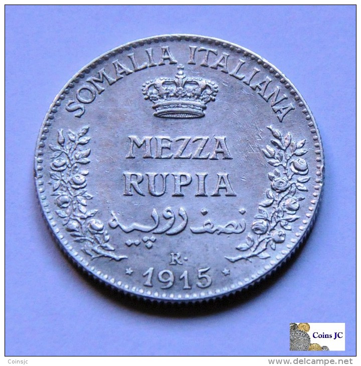 Italian Somaliland - Mezza Rupia - 1915 R - Scarce - Somalia