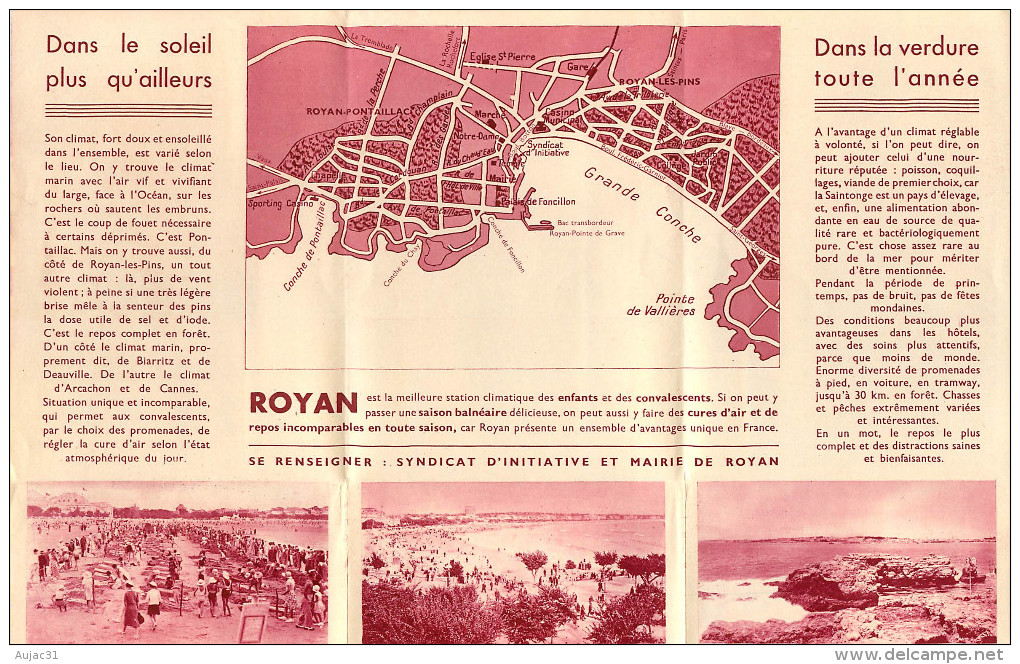 Dép 17 - Charente Maritime - Royan Pontaillac - Dépliants Touristiques - 2 Scans - Toeristische Brochures