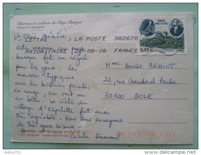 V08-64-B-pyrenees-atlantiques-piments D'espelette--"ttipittoin - Borda""_pays Basque-beau Timbre- Charles De Gaulle-- - Espelette