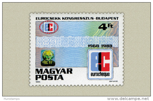 Hungary 1988. Eurocsekk Congress Stamp MNH (**) Michel: 3965 / 0.60 EUR - Unused Stamps