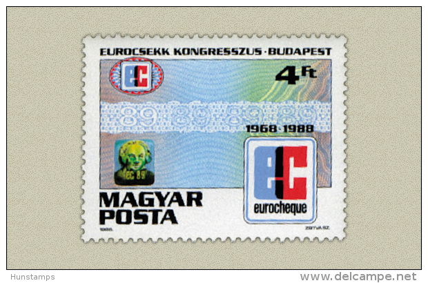 Hungary 1988. Eurocsekk Congress Stamp MNH (**) Michel: 3965 / 0.60 EUR - Ungebraucht