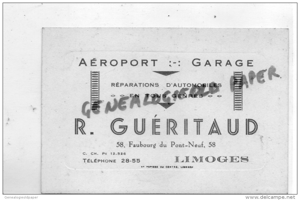 87 - LIMOGES - AEROPORT GARAGE- R. GUERITAUD-58 FG PONT NEUF- AUTO  AUTOMOBILE- - Cars