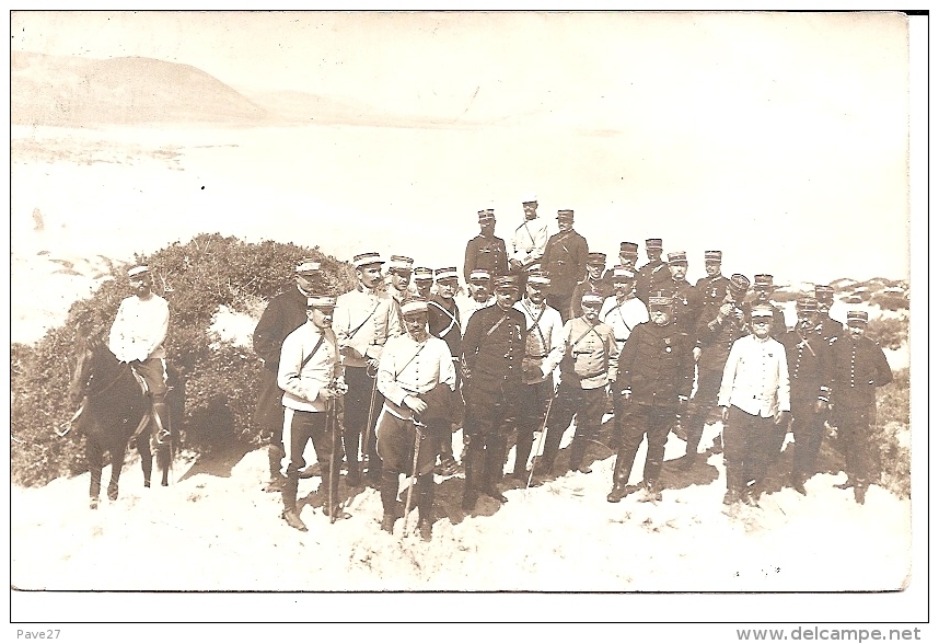 Carte Photo Militaire Tunisie Officiers Bizerte 1911 - Zouaves Tirailleurs Martial De Lamaze - Régiments