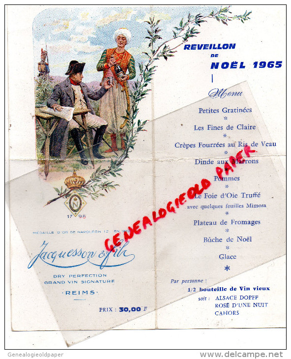 51 - REIMS - NAPOLEON 1ER EN 1810- MENU NOEL 1965-  JACQUESSON & FILS- CHAMPAGNE- IMPRIMERIE LACHAISE BRIVE - Menú