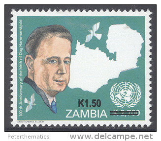 ZAMBIA ,2013, MNH, DAG HAMMARSKJOLD,  OVERPRINT , NEW CURRENCY - Dag Hammarskjöld