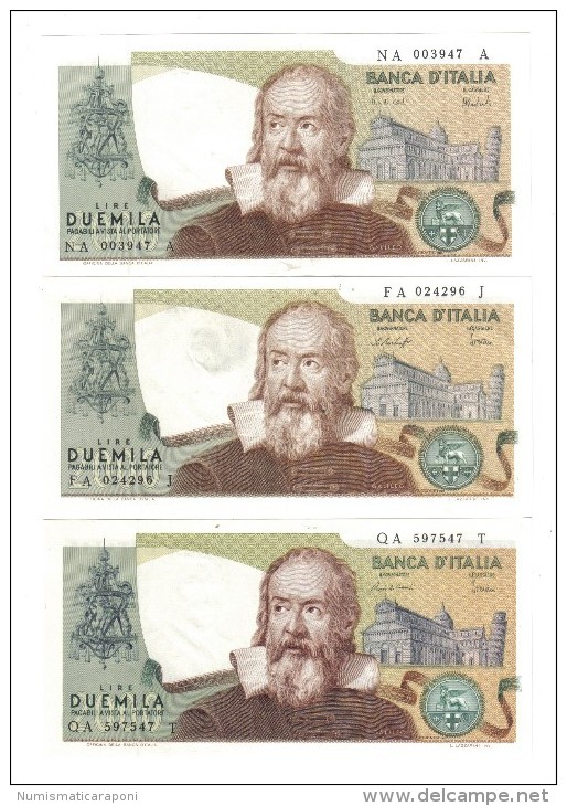 2000 LIRE GALILEO SERIE COMPLETA DEI 3 DECRETI LOTTO 2636 - 50 Lire