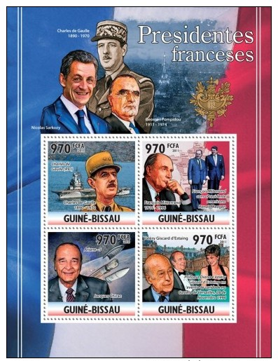 GUINEA BISSAU FRENCH PRESIDENTS CHARLES DE GAULLE SARKOZY PRINCESS DIANA S/S MNH C11 GB11208A - Other & Unclassified