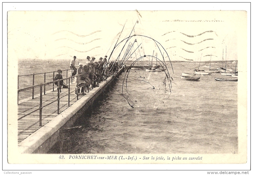 Cp, 44, Pornichet-sur-Mer, Sur La Jetée, La Pêche Au Carrelet, Voyagée 1938 - Pornichet