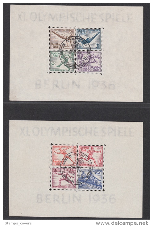 DEUTSCHES REICH USED MICHEL BL 5 &amp; 6 OLYMPIC GAMES 1936 - Blocks & Kleinbögen