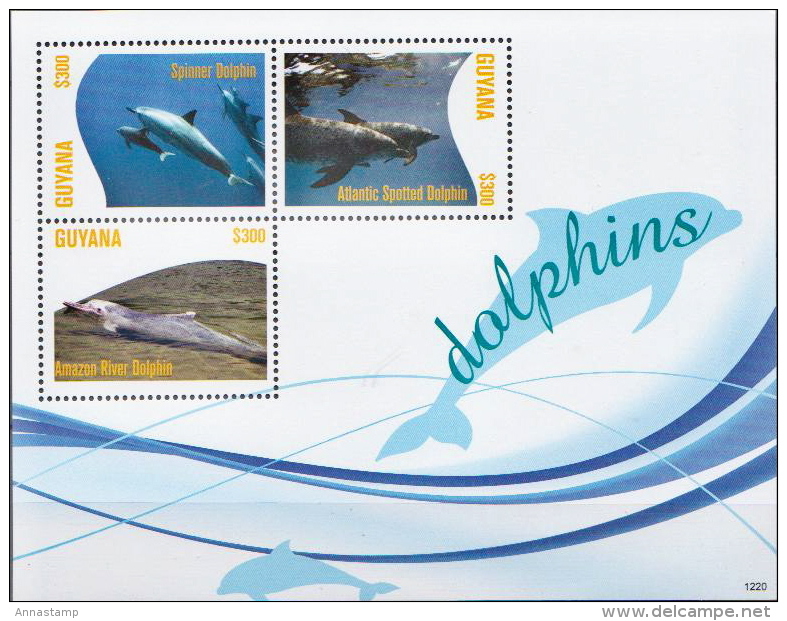 Guyana MNH Dolphins Set Of 2 Sheetlets And 2 SSs - Dolphins