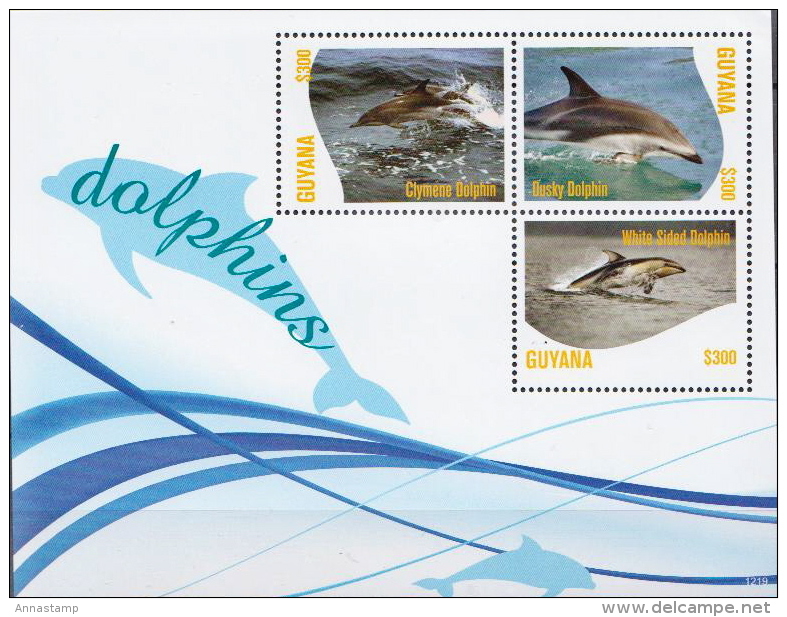 Guyana MNH Dolphins Set Of 2 Sheetlets And 2 SSs - Dolphins