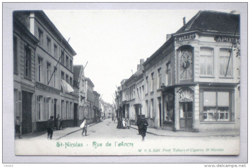 Sint Niklaas Waas 1907 Ankerstraat Rue De L´Ancre Apotheek L. MAILLET Anime - Uitg. Poot, Saint Nicolas - Sint-Niklaas