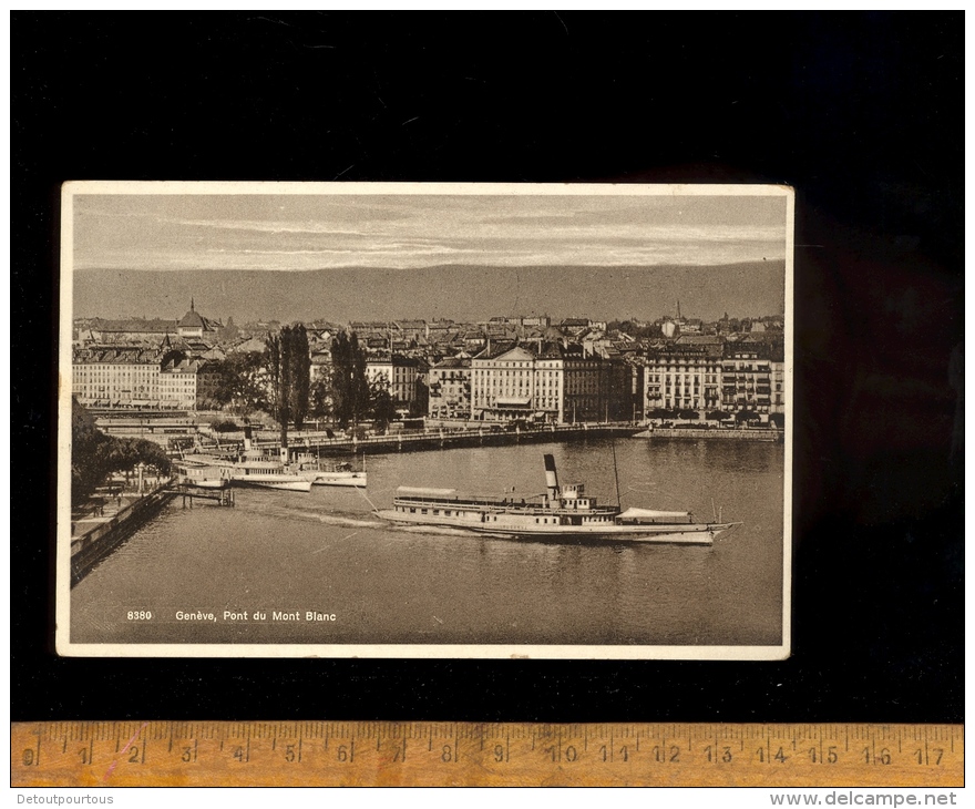 GENEVE Suisse : Le Pont Du Mont Blanc Bateaux Bateau Vapeur Du Lac Léman Lausanne Schiff 1939 - Genève