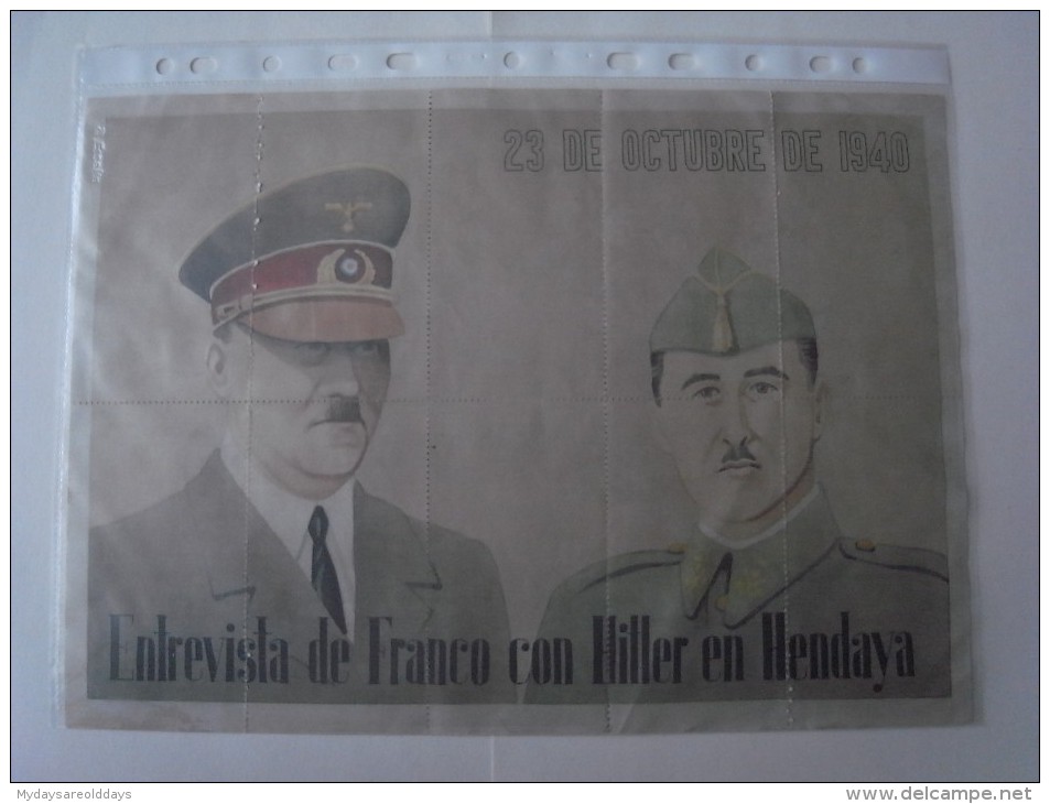 Banknotes - Spain Espana - Cupon De Racionamento - Franco Hitler Hendaya 23 Octubre 1940 - Ww2 World War (2 Scans) - Andere & Zonder Classificatie
