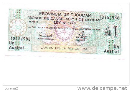 6-508. Billete Argentina. Provincia De Tucuman. 1 Austral - Argentina