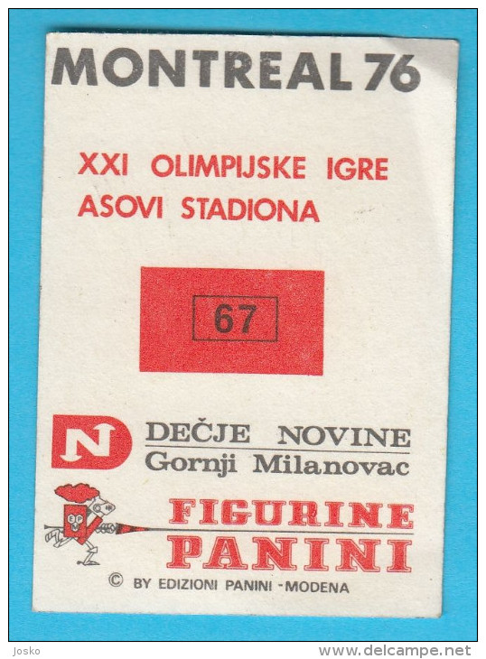 PANINI OLYMPIC GAMES MONTREAL 76 - No. 67 HELSINKI 1952. Finland Poster (Yugoslav Edition) Juex Olympiques Olympia 1976 - Trading-Karten