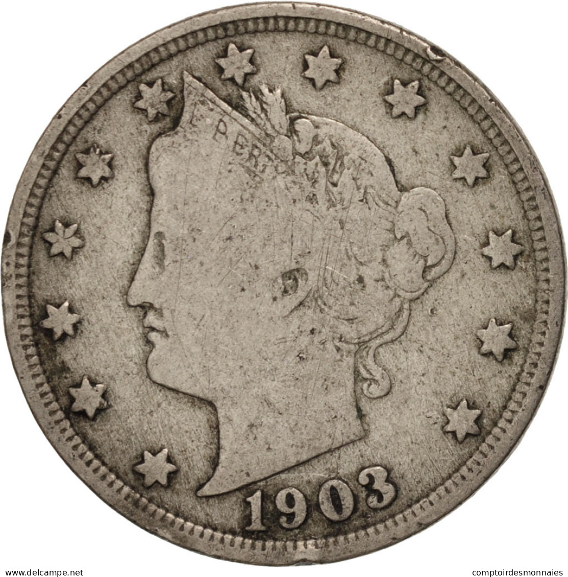 Monnaie, États-Unis, Liberty Nickel, 5 Cents, 1903, U.S. Mint, Philadelphie - 1883-1913: Liberty