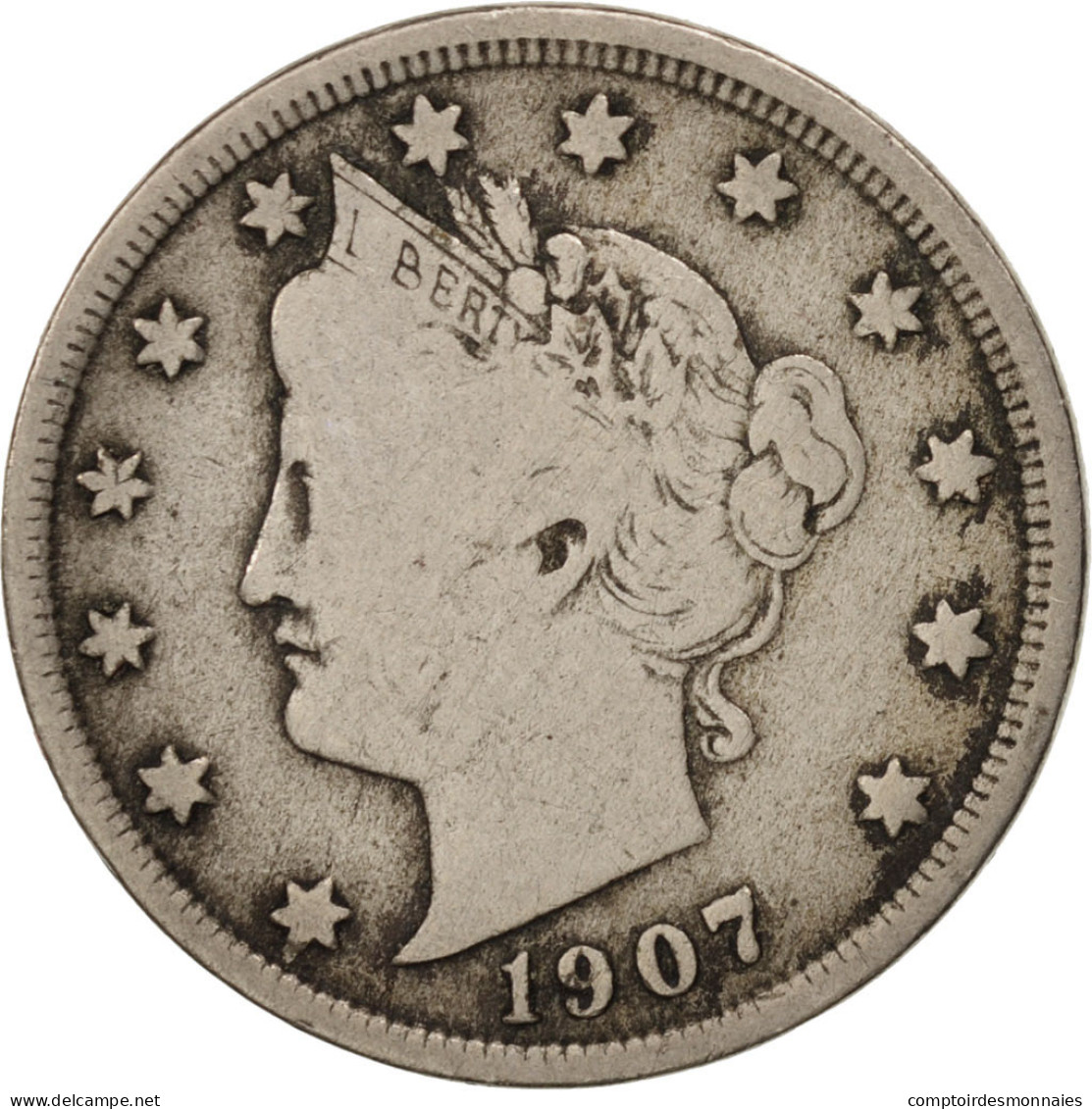 Monnaie, États-Unis, Liberty Nickel, 5 Cents, 1907, U.S. Mint, Philadelphie - 1883-1913: Liberty (Liberté)