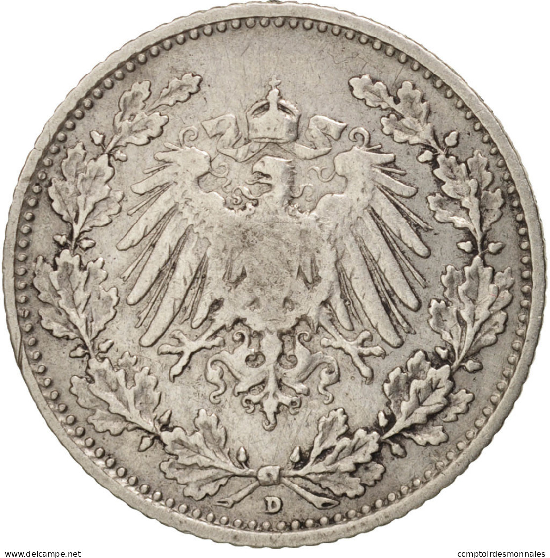 Monnaie, GERMANY - EMPIRE, 1/2 Mark, 1906, Munich, TTB, Argent, KM:17 - 1/2 Mark