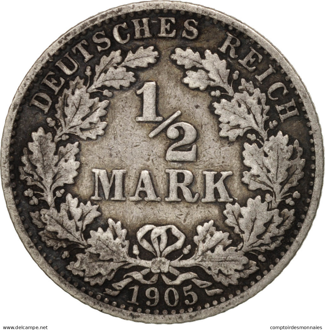 Monnaie, GERMANY - EMPIRE, 1/2 Mark, 1905, Berlin, TTB, Argent, KM:17 - 1/2 Mark