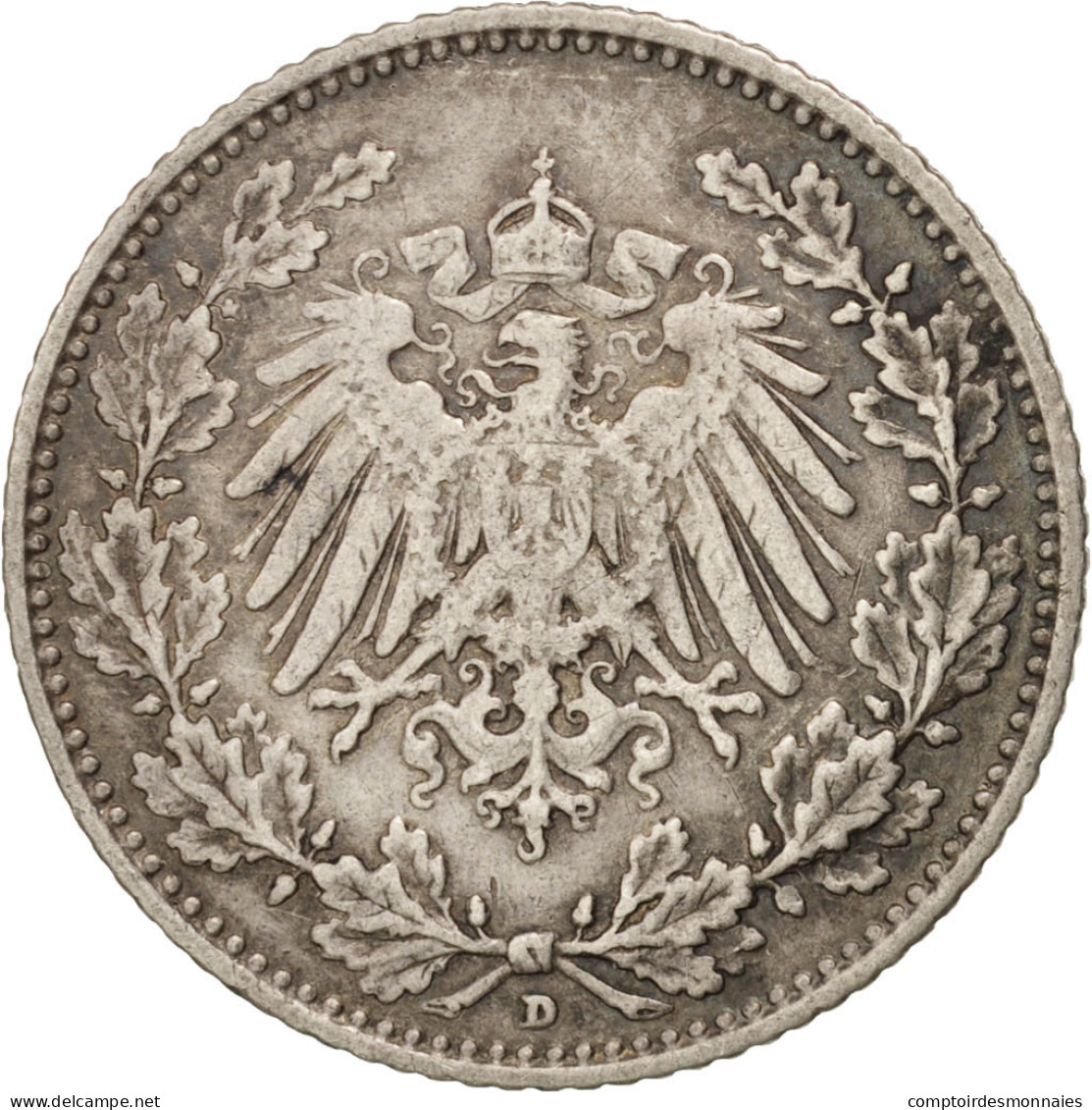 Monnaie, GERMANY - EMPIRE, 1/2 Mark, 1906, Munich, TTB+, Argent, KM:17 - 1/2 Mark