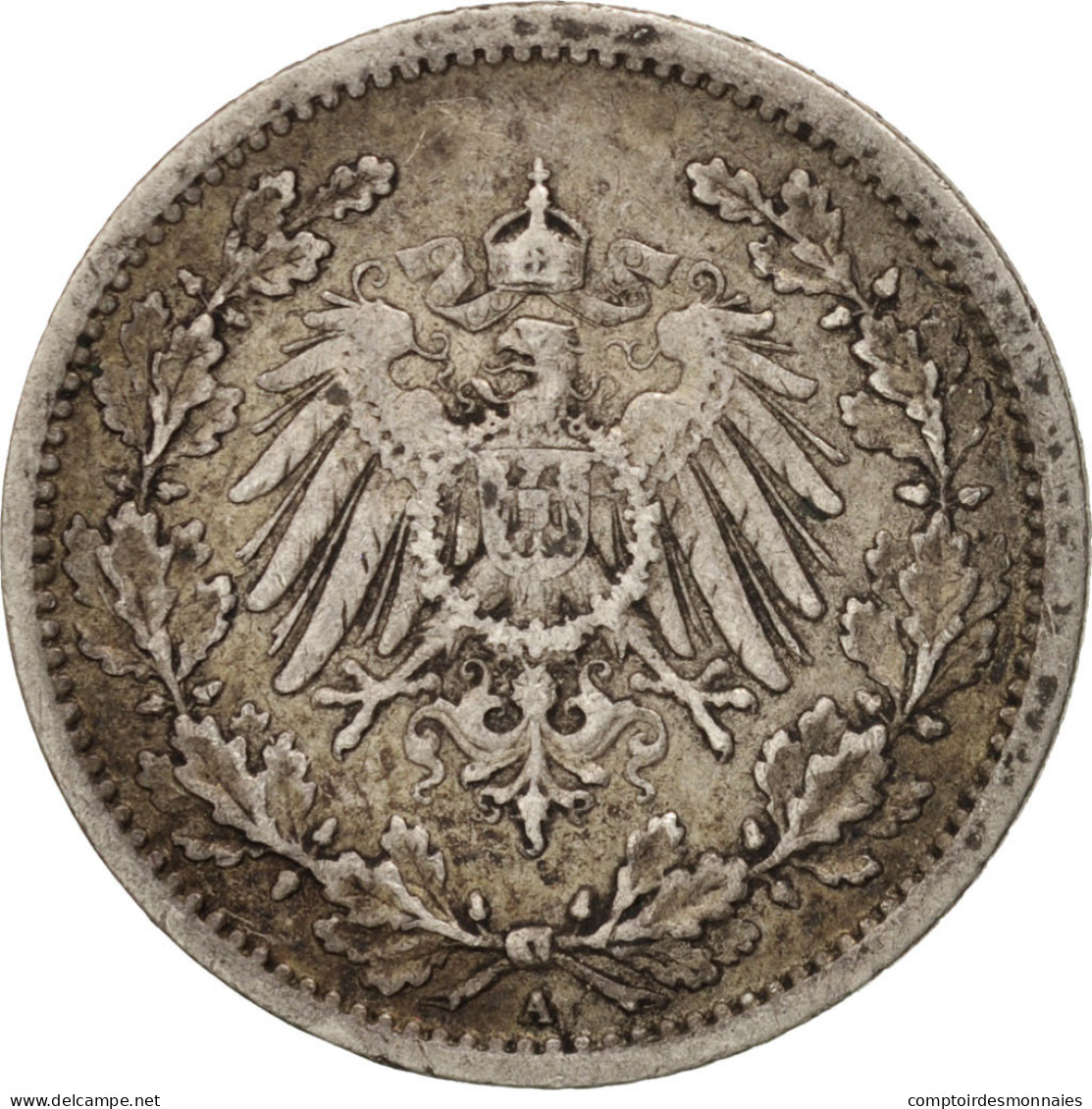 Monnaie, GERMANY - EMPIRE, 1/2 Mark, 1907, Berlin, TTB+, Argent, KM:17 - 1/2 Mark