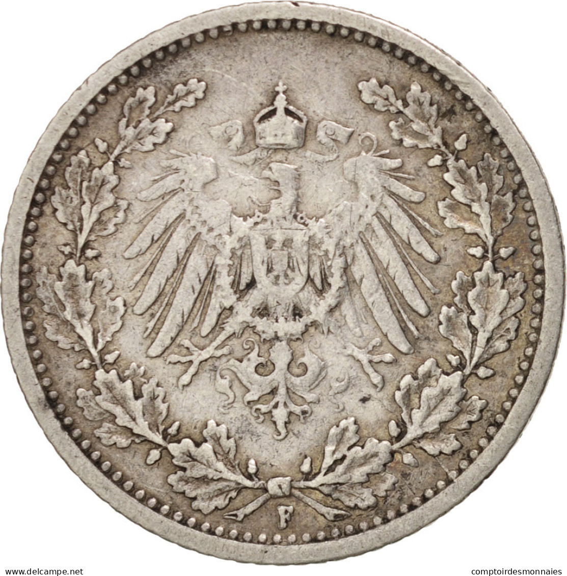 Monnaie, GERMANY - EMPIRE, 1/2 Mark, 1906, Stuttgart, TTB+, Argent, KM:17 - 1/2 Mark