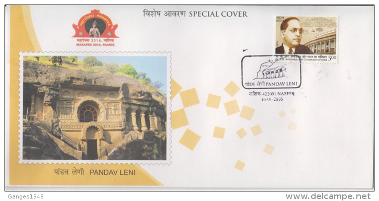 India  2016  24 Buddhist Caves  Pandav Leni  NASHIK  Buddhism Special Cover   # 89336  Inde  Indien - Buddhism
