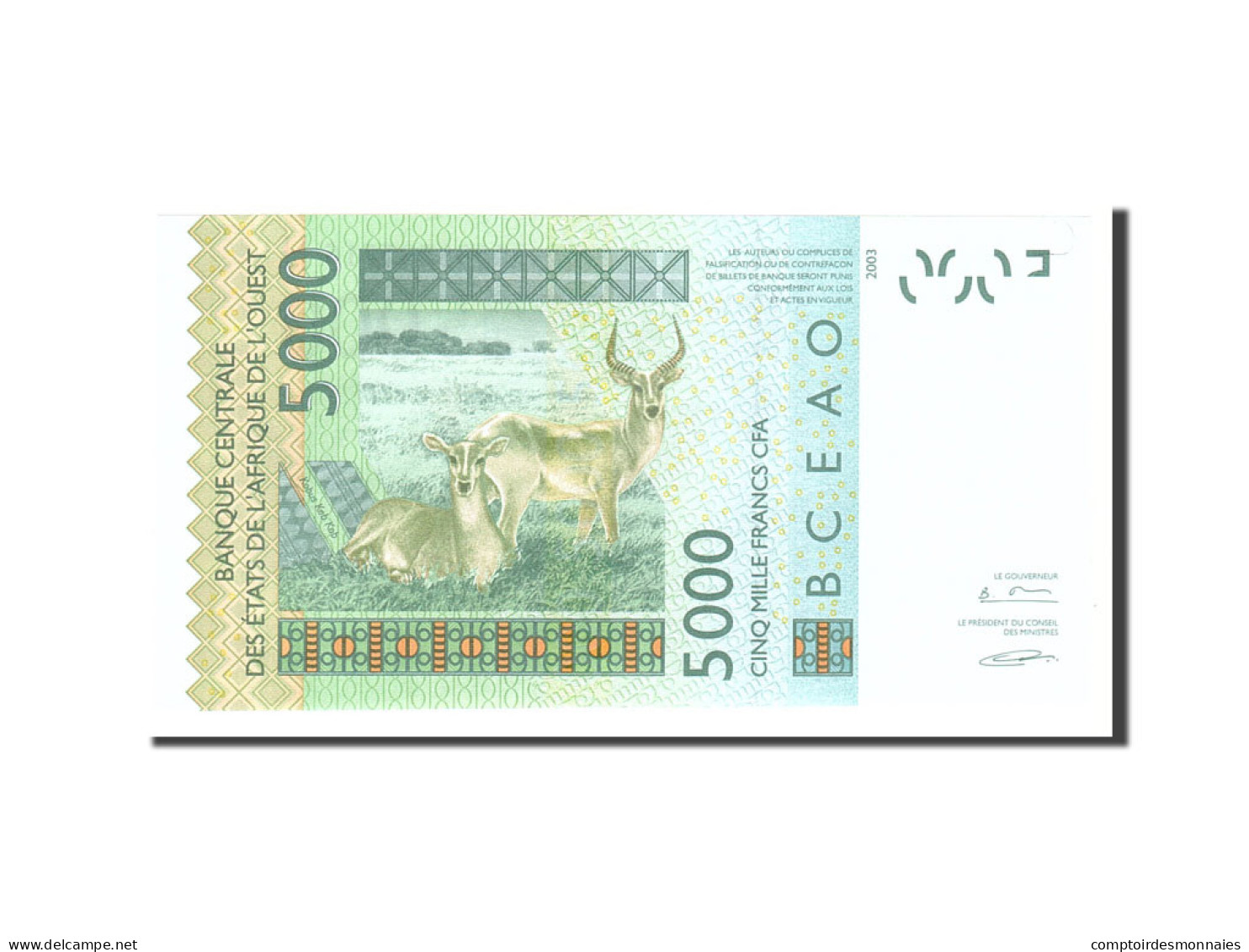 Billet, West African States, 5000 Francs, 2003, Undated, KM:117Aa, NEUF - West African States