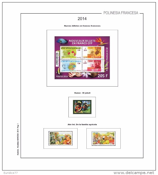 Juego De Hojas Preimpresas Filkasol POLINESIA FRANCESA 2010-2014 - MONTADO HAWID - Pre-printed Pages