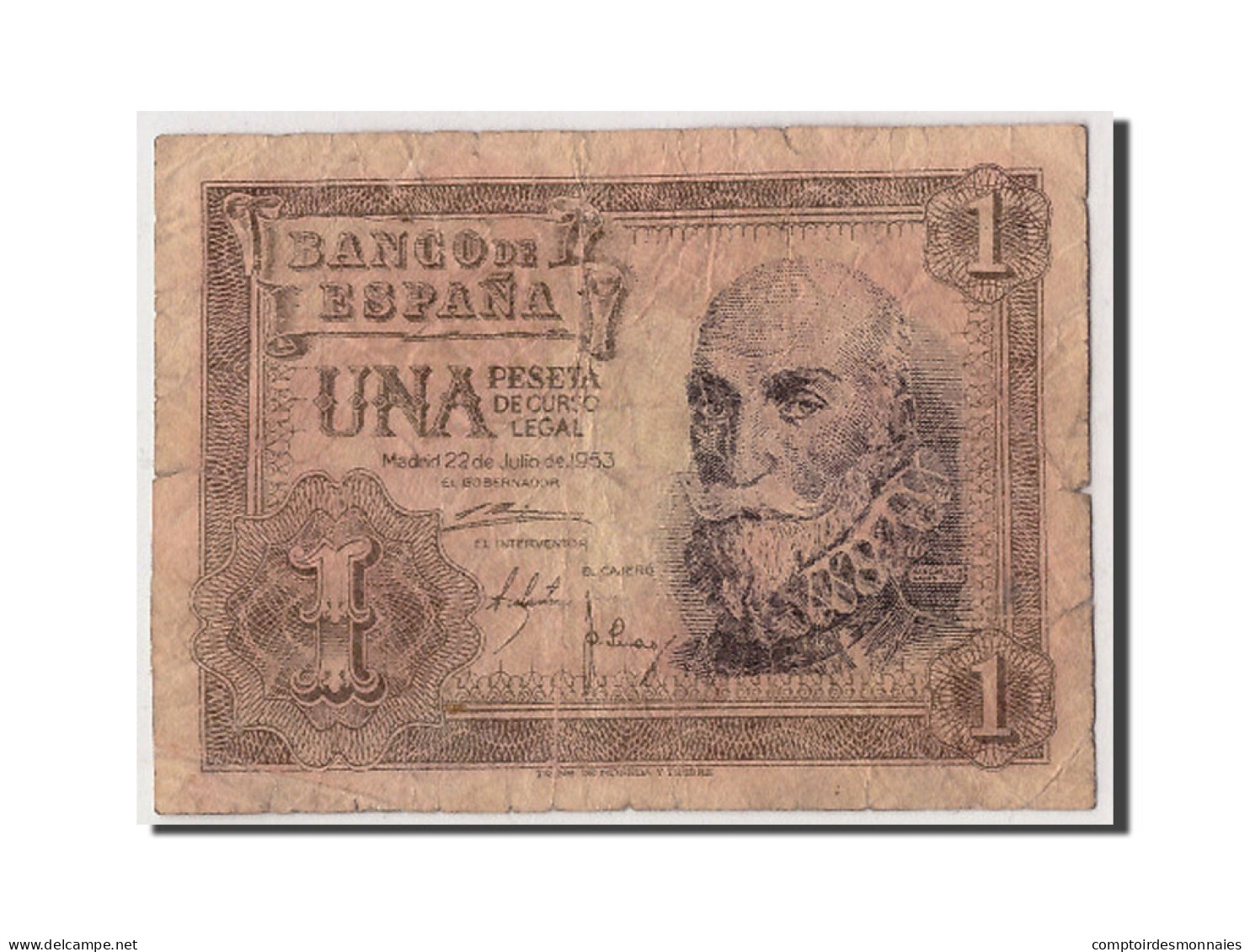 Billet, Espagne, 1 Peseta, 1953, 1953-07-22, KM:144a, B - 1-2 Pesetas