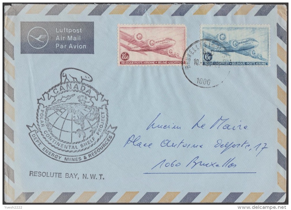 Belgique 1990 Y&T PA 8 Et 9 Sur Lettre. Cachet, Mines Du Canada. Ours, Polar Continental Shelf Project - Autres & Non Classés