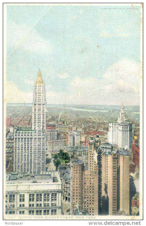 NEW YORK. View From Singer Tower. Posted For BOLOGNA (Italy) 1918. - Multi-vues, Vues Panoramiques