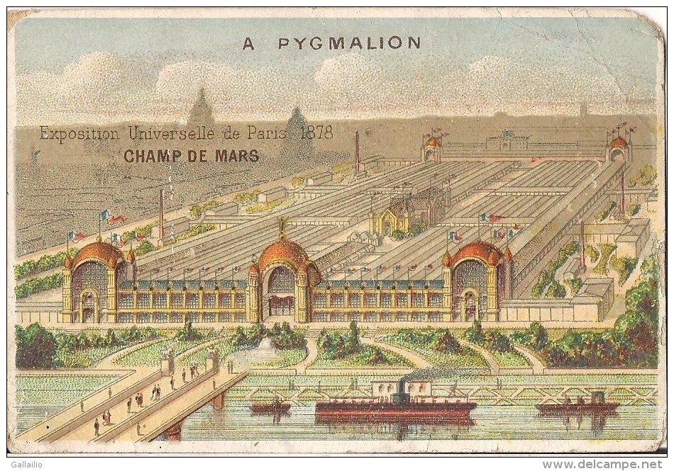 CHROMO PYGMALION  EXPOSITION UNIVERSELLE DE PARIS 1878 CHAMP DE MARS IMPRIMERIE H. LAAS - Other & Unclassified