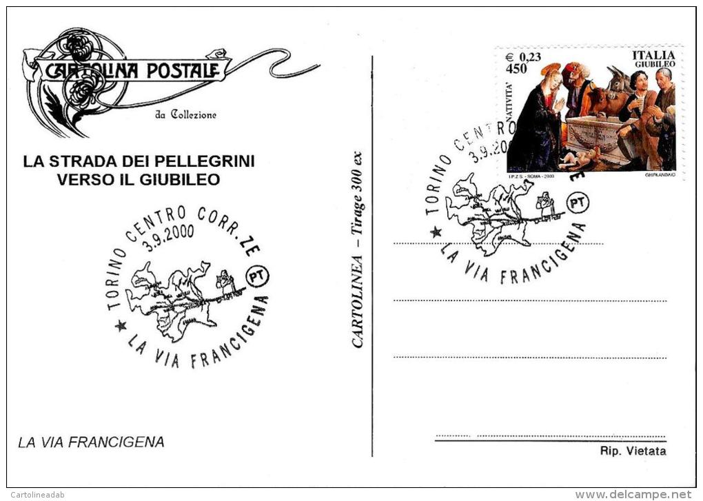 [MD0466] CPM - RIPRODUZIONE - CARTOLINEA 0386 LA STRADA DEI PELLEGRINI VERSO IL GIUBILEO LA VIA FRANCIGENA - CON ANNULLO - Altri & Non Classificati