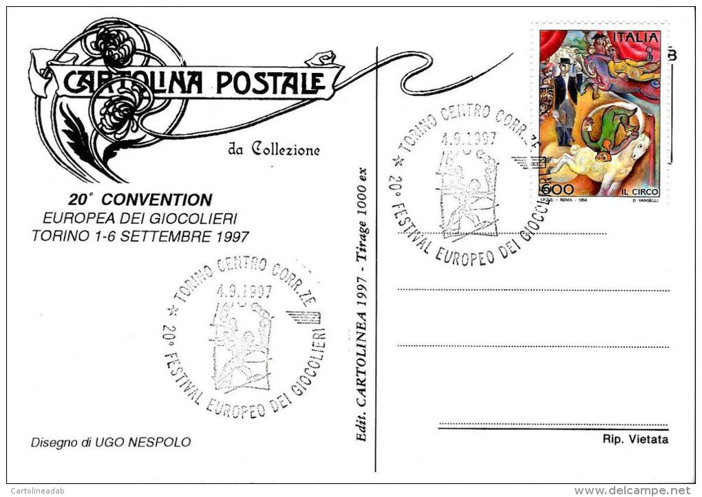 [MD0471] CPM - CARTOLINEA 0198 - 20° CONVENTION EUROPEA GIOCOLIERI - DISEGNO UGO NESPOLO - CON ANNULLO - NV - Parcs & Jardins