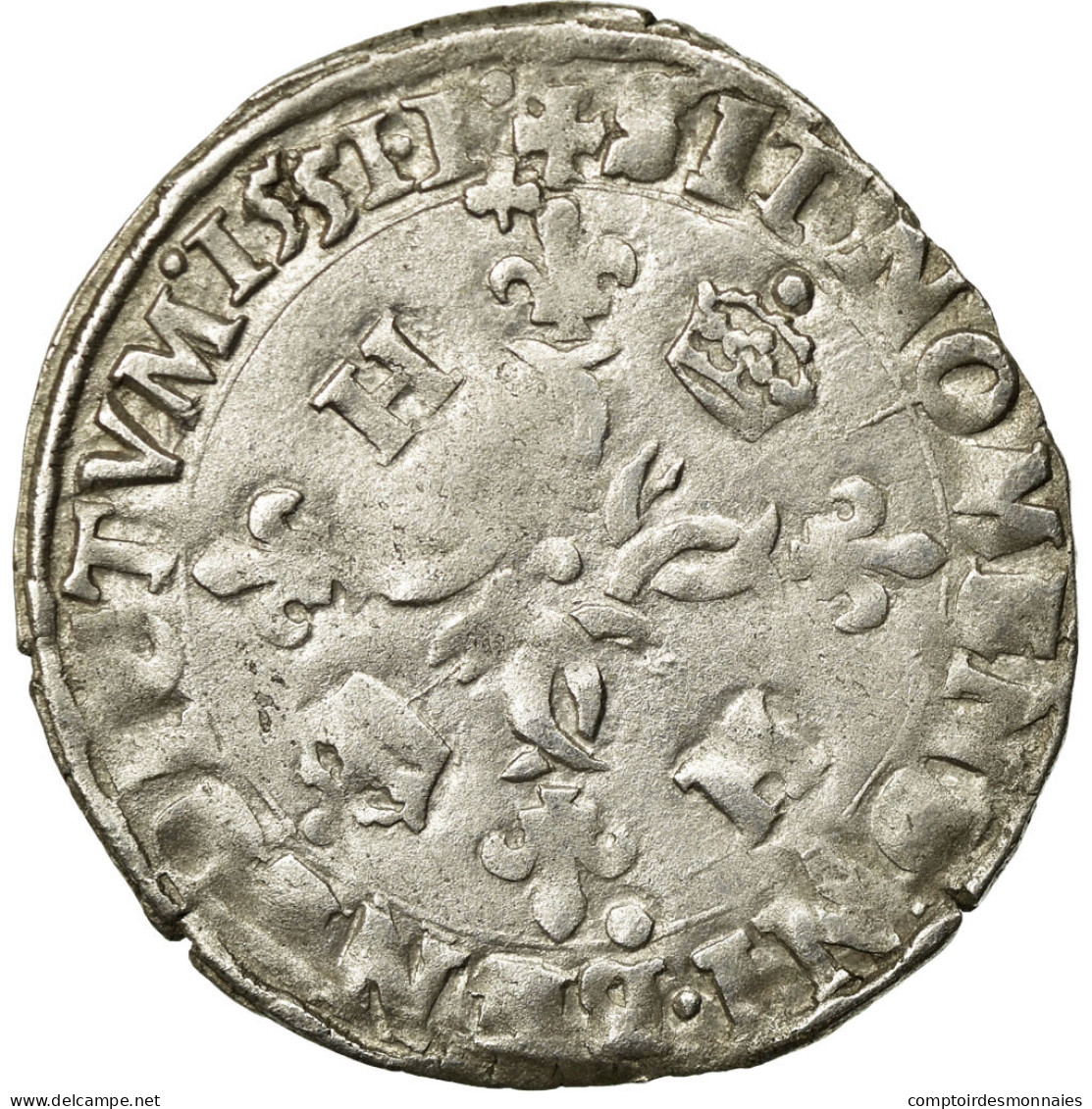 Monnaie, France, Douzain Aux Croissants, 1551, Lyon, TB+, Billon, Sombart:4380 - 1547-1559 Henry II