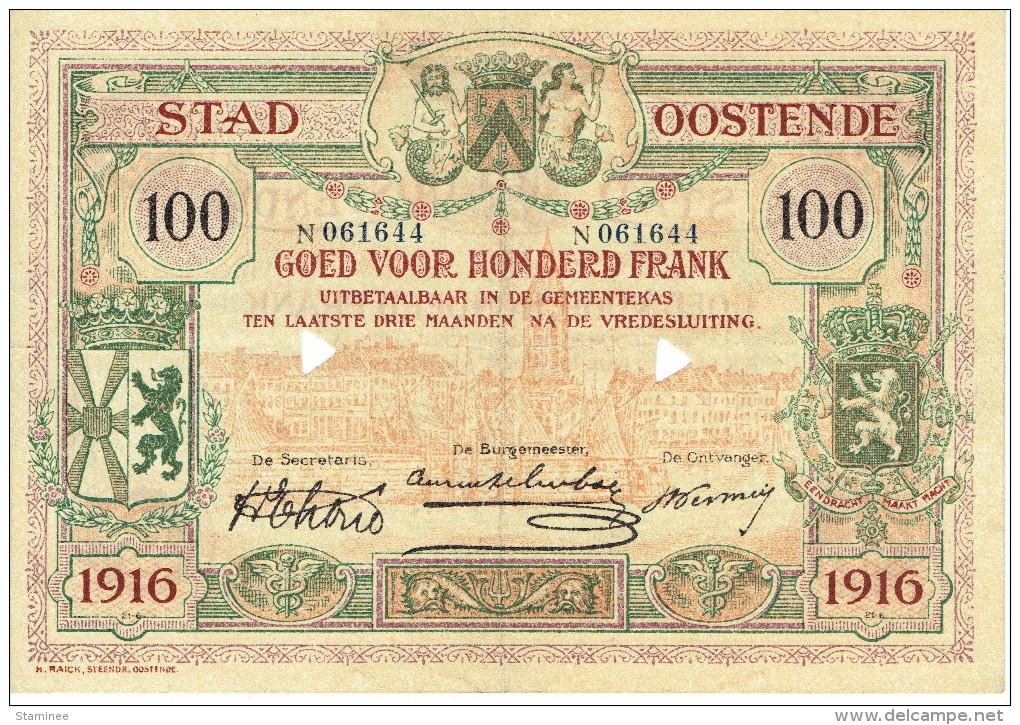 Oostende 100 Frank - 1916 - In Perfecte Staat - 100 Francs