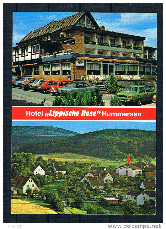 (D004) AK Hotel "Lippische Rose" Hummersen - Autos - Lüdge