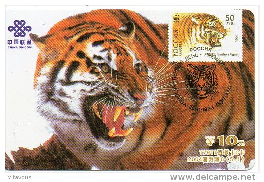 Timbre Stamp Jungle Tigre Télécarte Chine Phonecard  Karte J106 - Chine