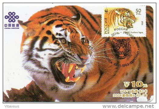 Timbre Stamp Jungle Tigre Télécarte Chine Phonecard  Karte J106 - China