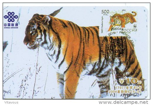 Timbre Stamp Tigre Télécarte CHINE Phonecard  Karte J107 - Timbres & Monnaies