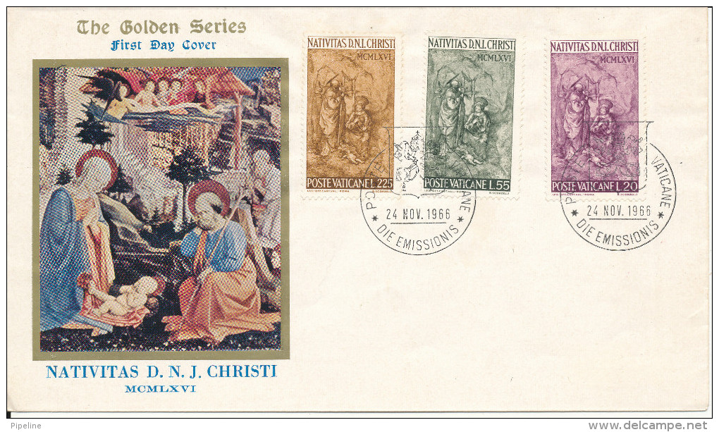 Vatican FDC Christmas Stamps 24-11-1966 With Cachet - FDC