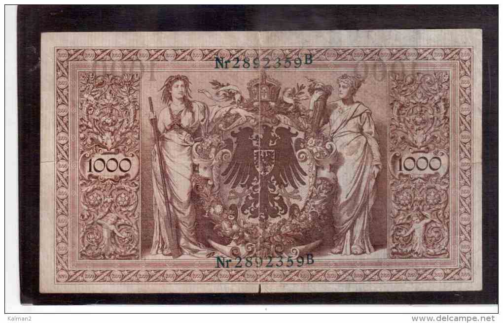 A29  -   GERMANIA    -   1000 MARK  -  GREEN SERIAL   21.4.1910  /  V.F. - 1000 Mark