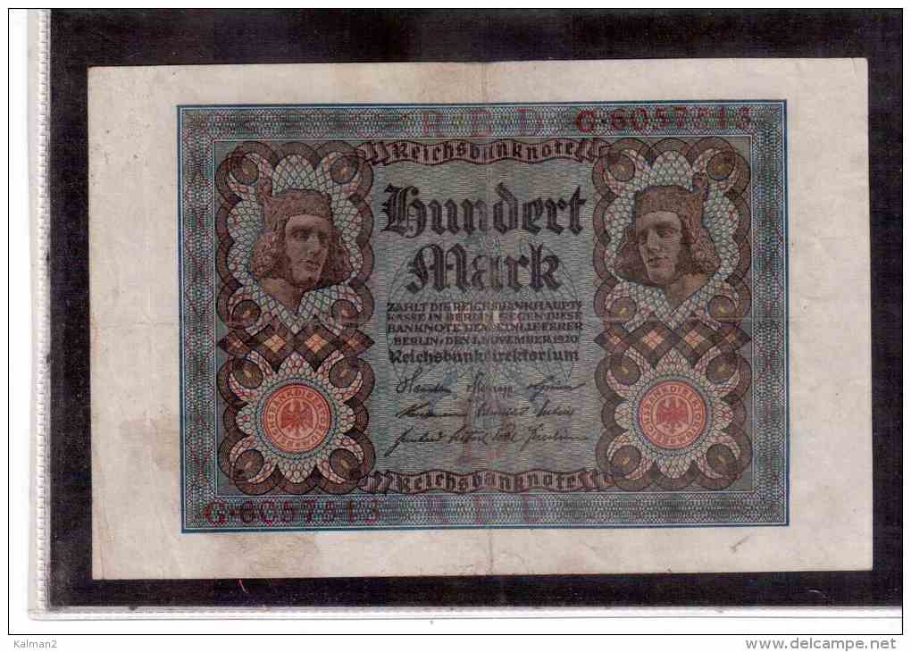 A30  -   GERMANIA   -   100  MARK  1.11.1920 - 100 Mark