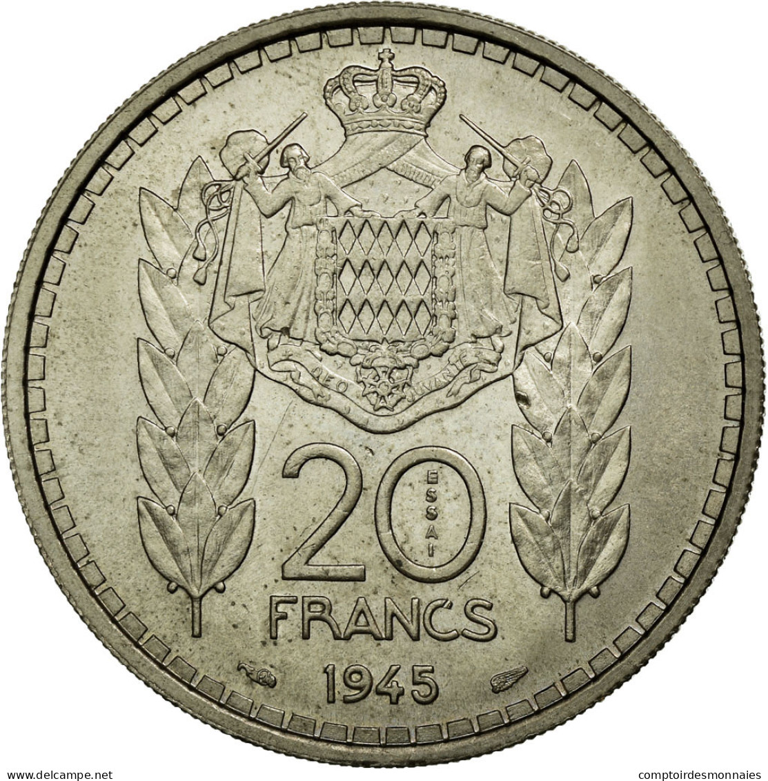 Monnaie, Monaco, 20 Francs, 1945, SUP+, Copper-nickel, KM:E20, Gadoury:MC137 - 1922-1949 Louis II