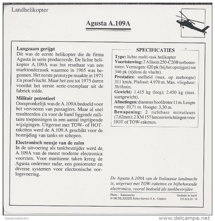 Helikopter.- Augusta A.109A. Italië. 2 Scans - Helikopters