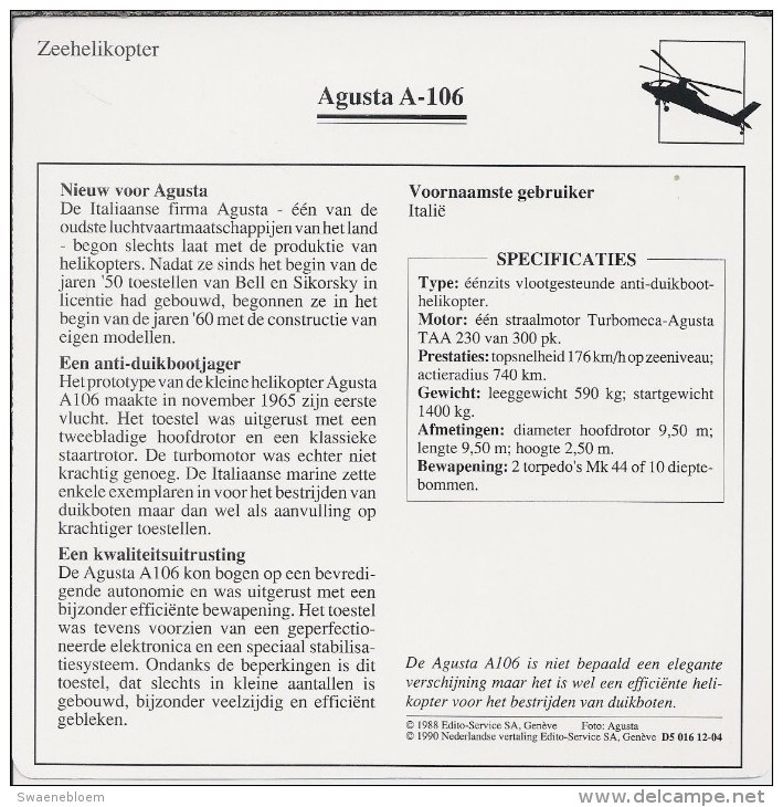 Helikopter.- Helicopter - Augusta A.106 -. Italië. 2 Scans - Helicopters