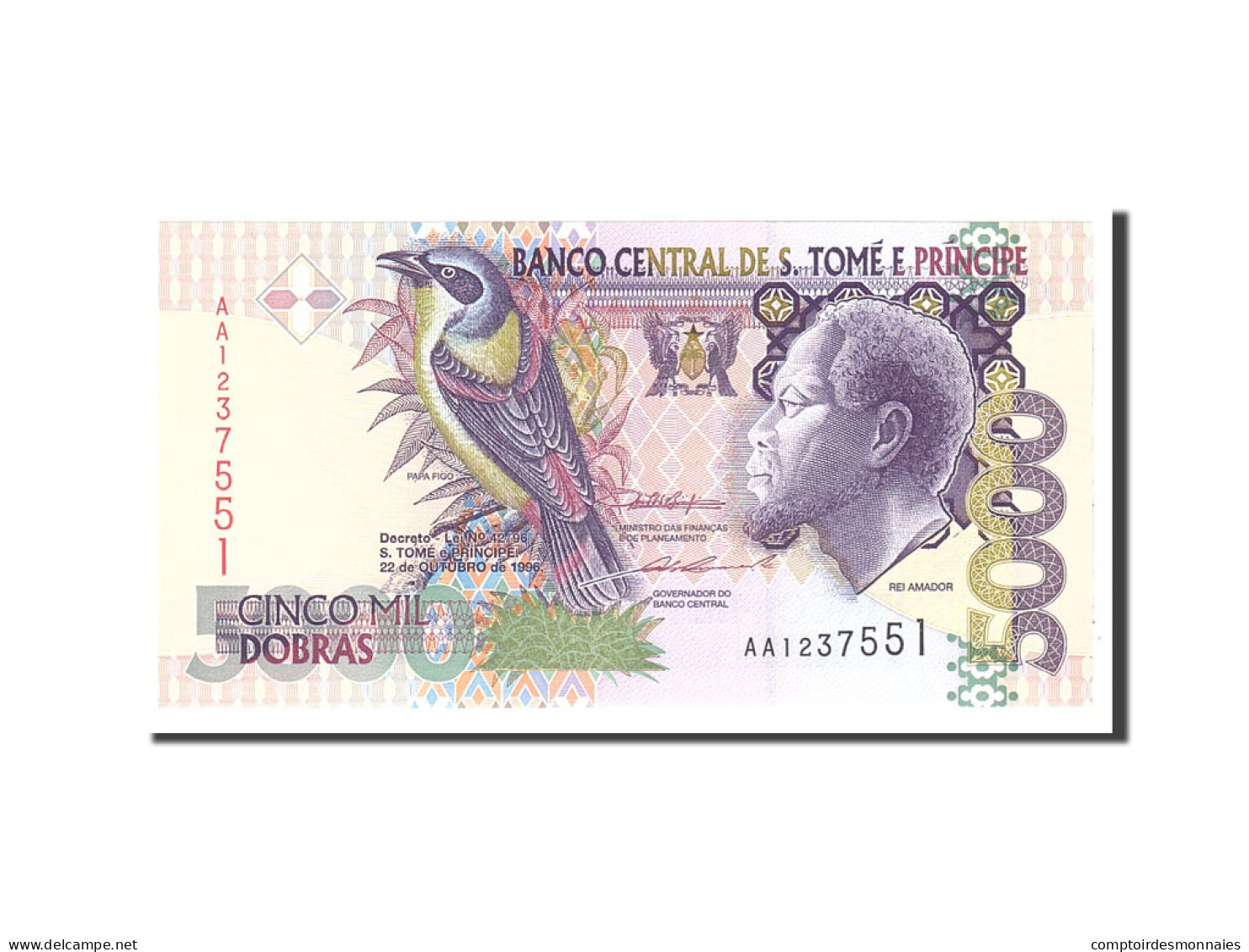 Billet, Saint Thomas And Prince, 5000 Dobras, 1996, 1996-10-22, KM:65a, NEUF - Sao Tomé Et Principe
